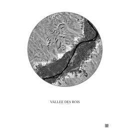 Affiche Vallee Des Rois – Poster vue satellite 20km N&B | Gravura – Fond clair