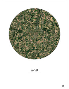 Auch Satellite View Poster 10km Color | Gravura – Light background