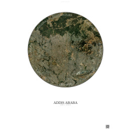 Affiche Addis Ababa – Poster vue satellite 10km Couleur | Gravura – Fond clair