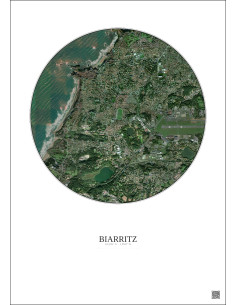 Biarritz Satellite View Poster 2.5km Color | Gravura – Light background 2