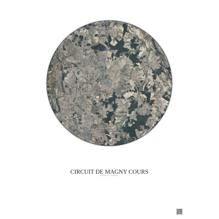Circuit De Magny Cours Satellite View Poster 10km Color | Gravura – Light background