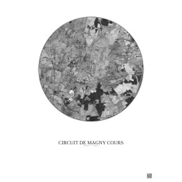 Affiche Circuit De Magny Cours – Poster vue satellite 5km N&B | Gravura – Fond clair