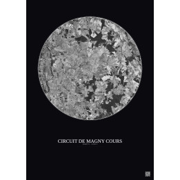 Circuit De Magny Cours Satellite View Poster 10km B&W | Gravura – Dark background