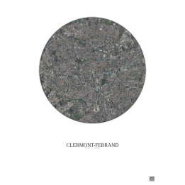Affiche Clermont Ferrand – Poster vue satellite 2.5km Couleur | Gravura – Fond clair