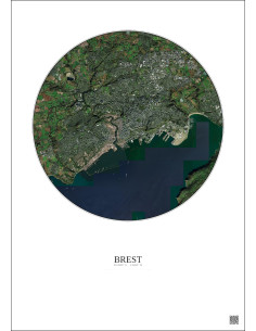 Affiche Brest – Poster vue satellite 6km Couleur | Gravura – Fond clair 2