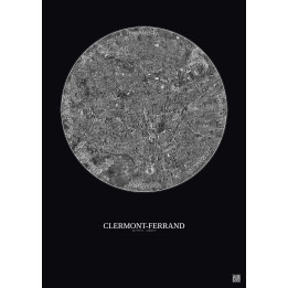 Affiche Clermont Ferrand – Poster vue satellite 2.5km N&B | Gravura – Fond foncé