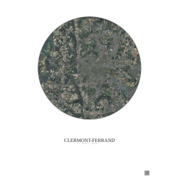 Affiche Clermont Ferrand – Poster vue satellite 10km Couleur | Gravura – Fond clair