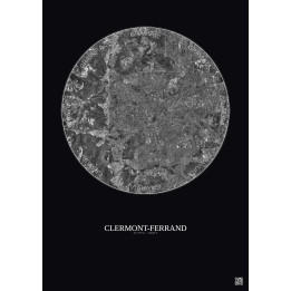 Clermont Ferrand Satellite View Poster 5km B&W | Gravura – Dark background
