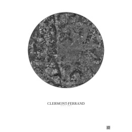 Affiche Clermont Ferrand – Poster vue satellite 10km N&B | Gravura – Fond clair