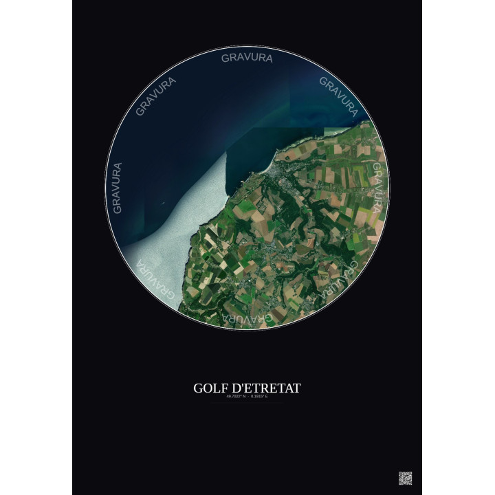 Golf D Etretat Satellite View Poster 5km Color | Gravura – Dark background
