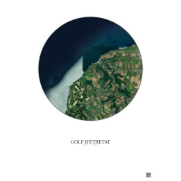 Affiche Golf D Etretat – Poster vue satellite 5km Couleur | Gravura – Fond clair