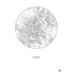 Affiche Vienna – Poster carte de ville 10km | Gravura – Fond clair