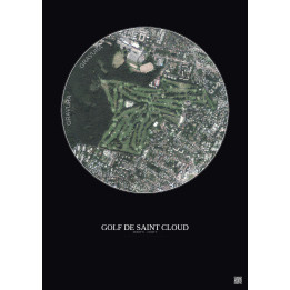 Golf De Saint Cloud Satellite View Poster 1km Color | Gravura – Dark background