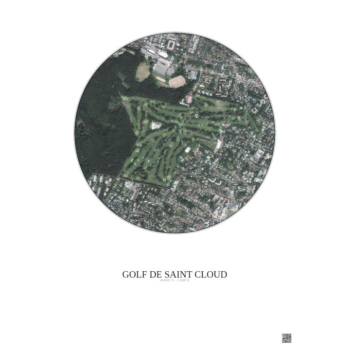 Affiche Golf De Saint Cloud – Poster vue satellite 1km Couleur | Gravura – Fond clair