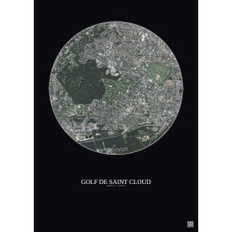 Golf De Saint Cloud Satellite View Poster 2.5km Color | Gravura – Dark background