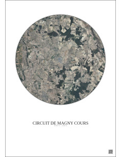 Circuit De Magny Cours Satellite View Poster 10km Color | Gravura – Light background 2