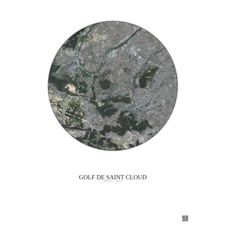 Affiche Golf De Saint Cloud – Poster vue satellite 10km Couleur | Gravura – Fond clair