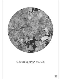 Circuit De Magny Cours Satellite View Poster 5km B&W | Gravura – Light background 2