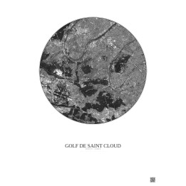 Golf De Saint Cloud Satellite View Poster 10km B&W | Gravura – Light background