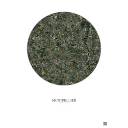 Affiche Montpellier – Poster vue satellite 2.5km Couleur | Gravura – Fond clair