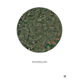 Montpellier Satellite View Poster 10km Color | Gravura – Light background