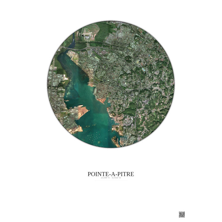 Pointe A Pitre Satellite View Poster 2.5km Color | Gravura – Light background