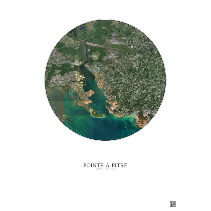 Pointe A Pitre Satellite View Poster 5km Color | Gravura – Light background