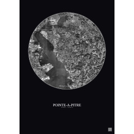 Pointe A Pitre Satellite View Poster 2.5km B&W | Gravura – Dark background