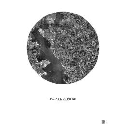 Affiche Pointe A Pitre – Poster vue satellite 2.5km N&B | Gravura – Fond clair