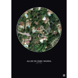 Roquefort Les Pins Satellite View Poster 0.1km Color | Gravura – Dark background