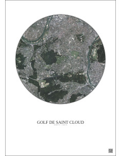 Golf De Saint Cloud Satellite View Poster 5km Color | Gravura – Light background 2