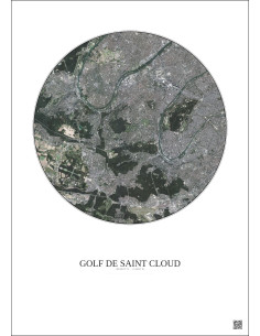 Golf De Saint Cloud Satellite View Poster 10km Color | Gravura – Light background 2
