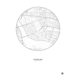 Affiche Warsaw – Poster carte de ville 2.5km | Gravura – Fond clair