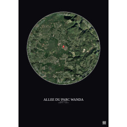 Affiche Roquefort Les Pins – Poster vue satellite 5km Couleur | Gravura – Fond foncé