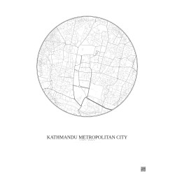 Affiche Kathmandu Metropolitan City – Poster carte de ville 2.5km | Gravura – Fond clair