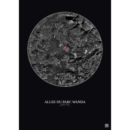 Affiche Roquefort Les Pins – Poster vue satellite 5km N&B | Gravura – Fond foncé