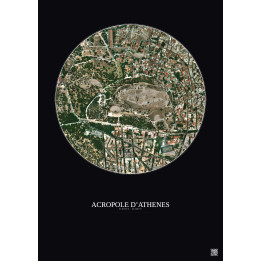 Acropole Dathenes Satellite View Poster 0.5km Color | Gravura – Dark background