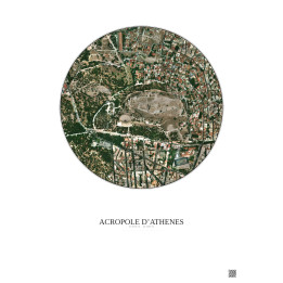 Affiche Acropole Dathenes – Poster vue satellite 0.5km Couleur | Gravura – Fond clair