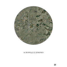 Affiche Acropole Dathenes – Poster vue satellite 5km Couleur | Gravura – Fond clair