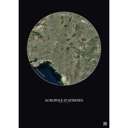 Affiche Acropole Dathenes – Poster vue satellite 10km Couleur | Gravura – Fond foncé