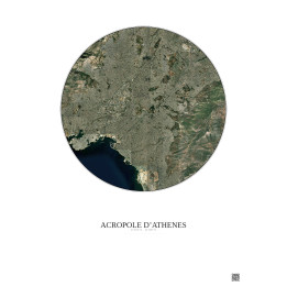 Affiche Acropole Dathenes – Poster vue satellite 10km Couleur | Gravura – Fond clair