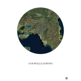 Affiche Acropole Dathenes – Poster vue satellite 30km Couleur | Gravura – Fond clair