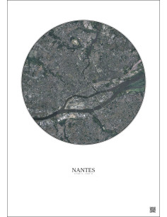Affiche Nantes – Poster vue satellite 5km Couleur | Gravura – Fond clair 2