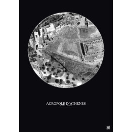 Acropole Dathenes Satellite View Poster 0.1km B&W | Gravura – Dark background