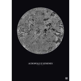Acropole Dathenes Satellite View Poster 5km B&W | Gravura – Dark background
