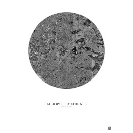Acropole Dathenes Satellite View Poster 5km B&W | Gravura – Light background