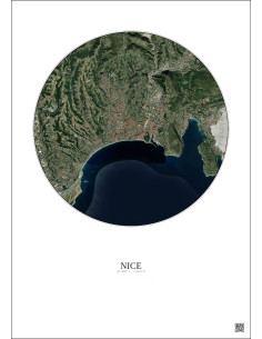 Affiche Nice – Poster vue satellite 6km Couleur | Gravura – Fond clair 2