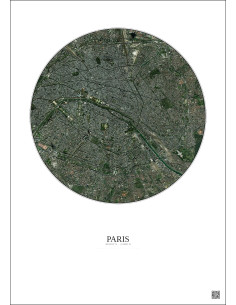 Affiche Paris – Poster vue satellite 6km Couleur | Gravura – Fond clair 2