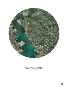 Affiche Pointe A Pitre – Poster vue satellite 2.5km Couleur | Gravura – Fond clair 2