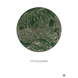 City Of Zagreb Satellite View Poster 6km Color | Gravura – Light background